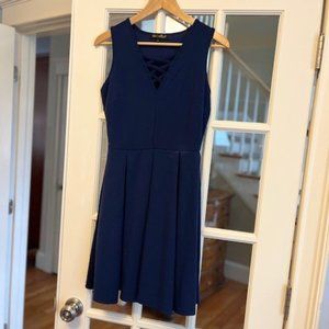 NWT Navy Blue White Mark Shay Fit and Flare Dress